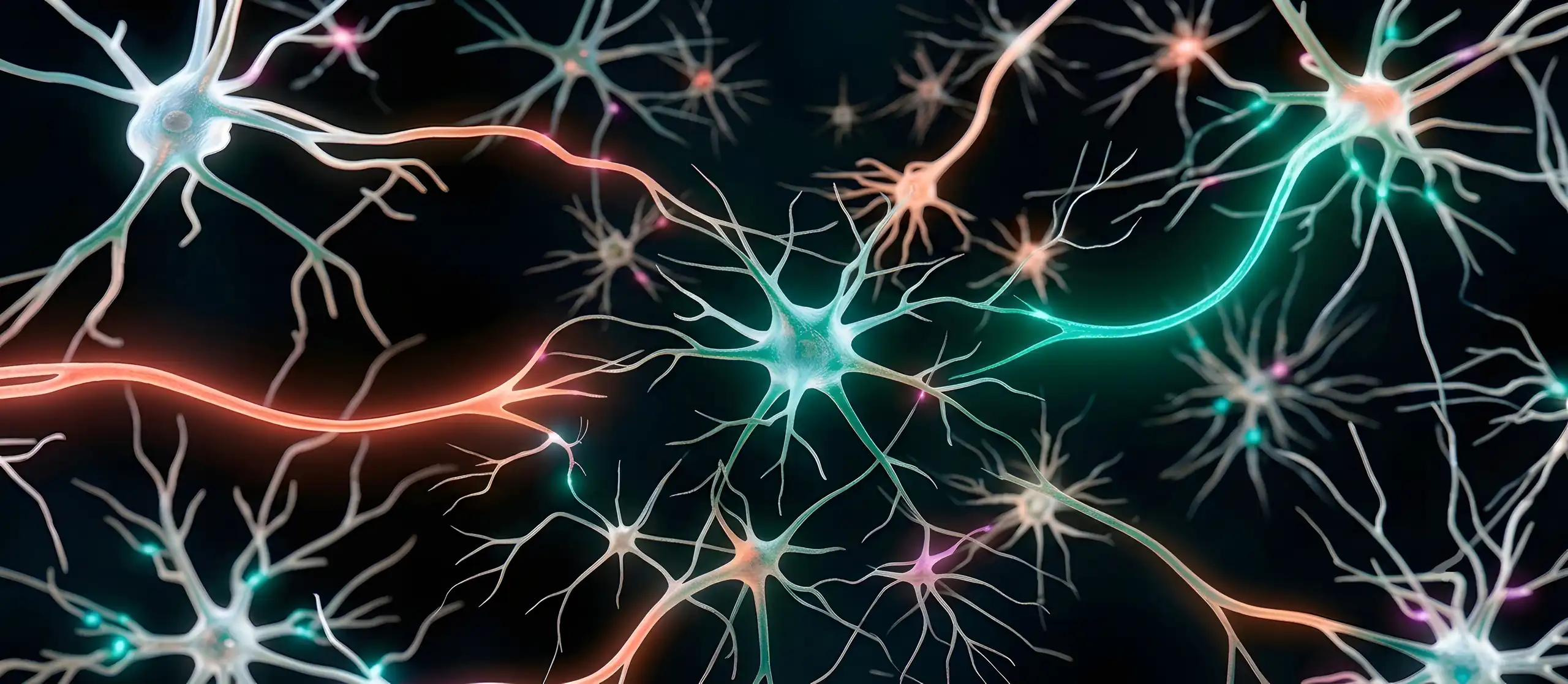 A branching neural network in teal, the shape of new wiring