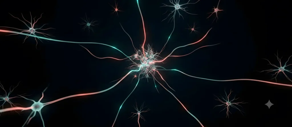 A warm internal connecting network, many paths resolving toward clarity.
